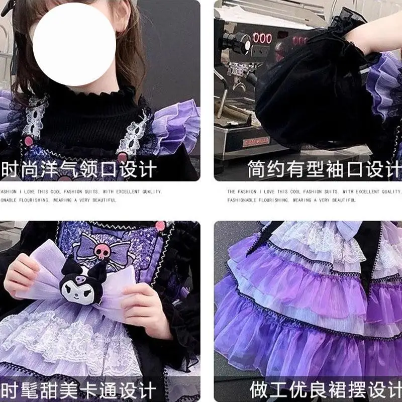 Kuromi Ragazze Lolita Principessa Gonna Anime Sanrios Reggicalze Bambini Halloween Costume Cosplay Tutu Nero Festa di Compleanno Gonna Regalo