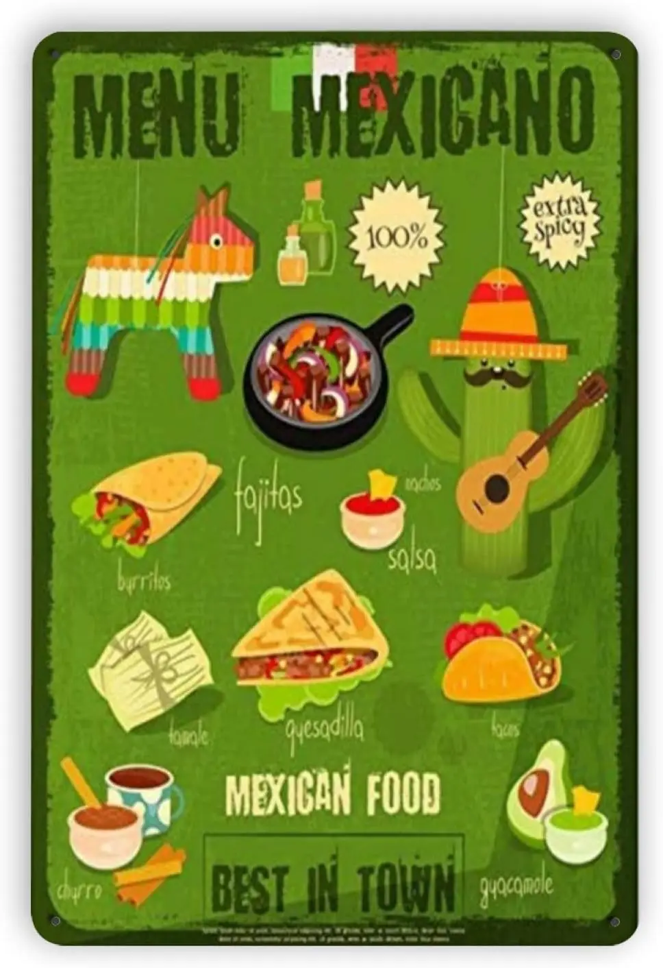 DAOLEG Mexican Food Vintage Tin Signs, Retro Metal Sign Wall Plaque Decor Funny Gifts for Bar Restaurant Home Decoration Mu sign