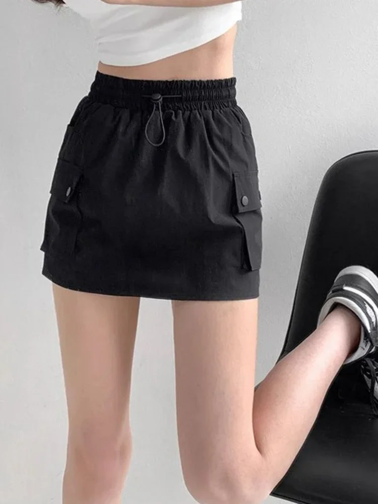 

Skirts Women European Style Leisure Comfortable Retro Streetwear All-match Solid Summer Ladies Mini Fashion Personality Faldas