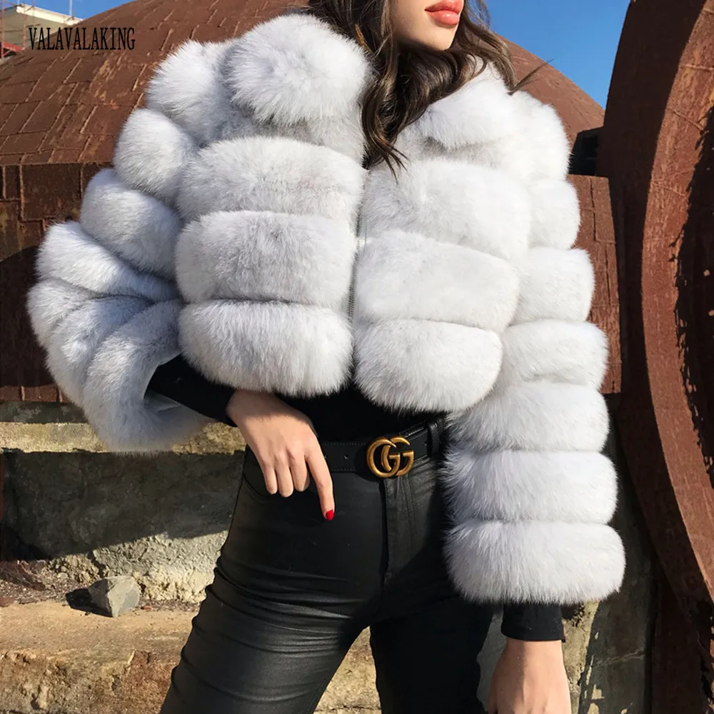 2025 Winter Rood Plus Size Nepbont Cropped Jas Vrouwen Harige Lange Mouw Pluche Jas Dame Grote Nep Bont Warm Pluizig Vest