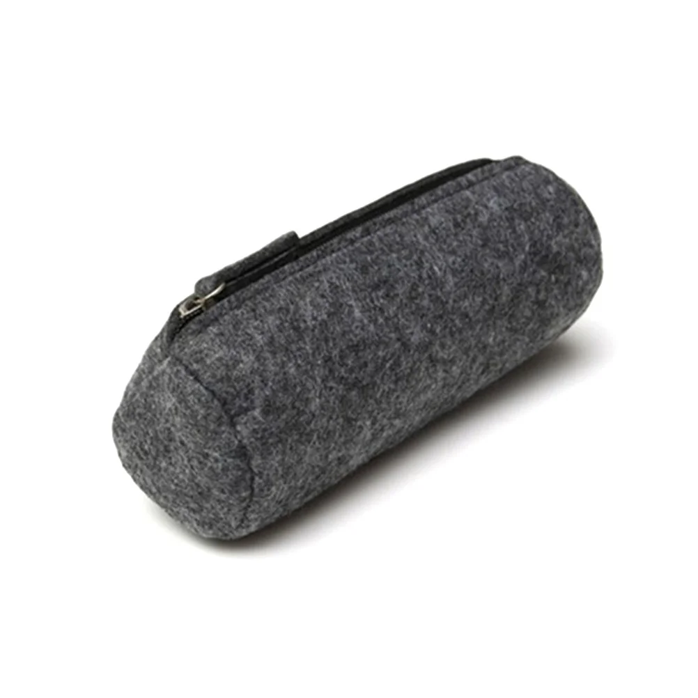 

2Pcs Pen Bag Pencil Case Cylinder Zipper Large Capacity Stationery Pouch Portable School Travel Organizer Dark Grey