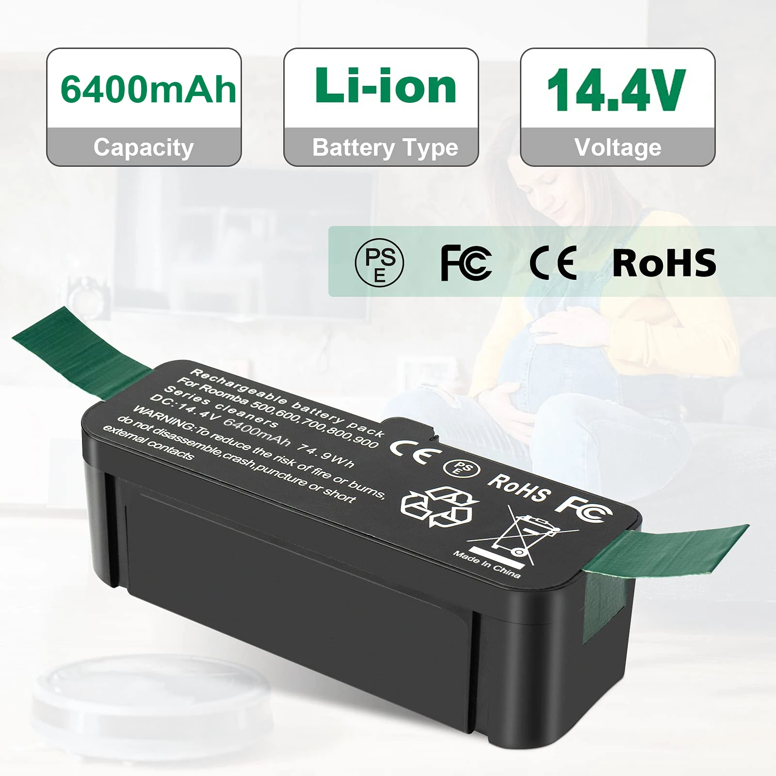 Для пылесоса iRobot Roomba 500, 6400 мА/ч, 14,4 В, 5000 мА/ч, батарея 600, 700, 800, 620 серии, для iRobot roomba 650, 770, 780, 580