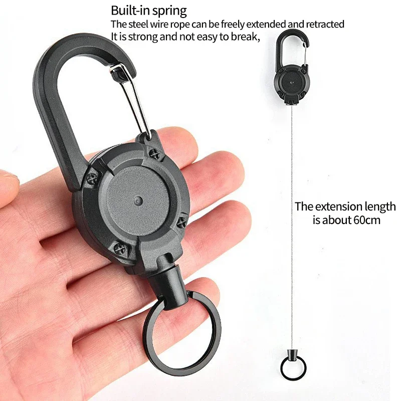 Outdoor Automatic Retractable Wire Rope Anti-theft Rope for Backpack ,Anti-loss Keychain Hiking Multiple Keychain with spring