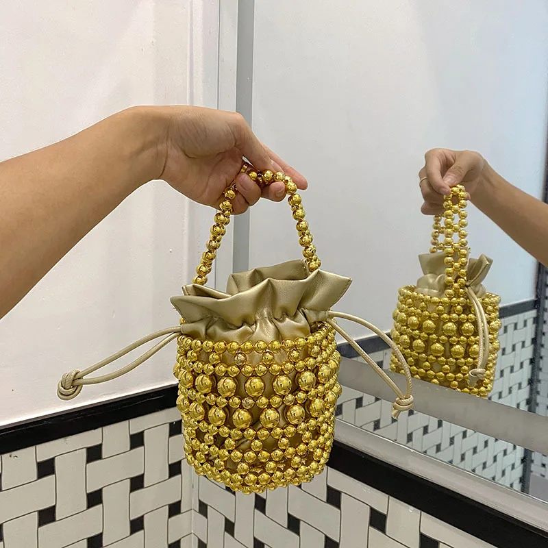 

Women Pearl Handbag Handmade Bead Bucket Bag Hobo Bag Evening Bag Clutch Wallet Ladies Wedding Bridal Party Purse