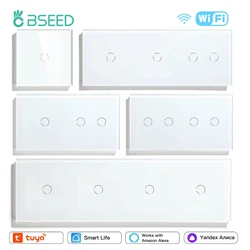 BSEED 1/2/3Gang Wifi Touch Switch Double Smart Switches Triple Wall Light Switches Tuya Smart Life Alexa App Control EU Standard