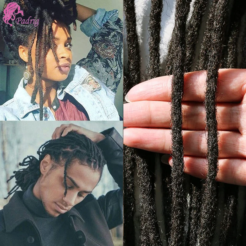 Dreadlocks capelli umani vergini brasiliani Strand Crochet Braid Hair Loc Extensions 0.6 cm Kinky intrecciare Microlocks per uomo donna