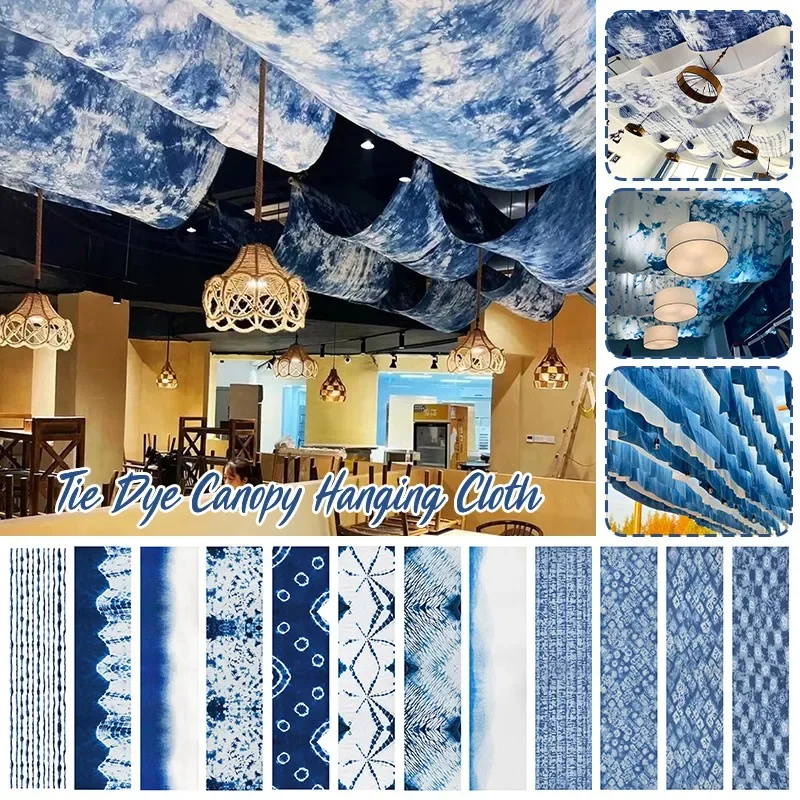 40x120cm Tie-dye Background Ceiling Hanging Cloth Partition Curtain Outdoor Camping Christmas Garden Holiday Background Props