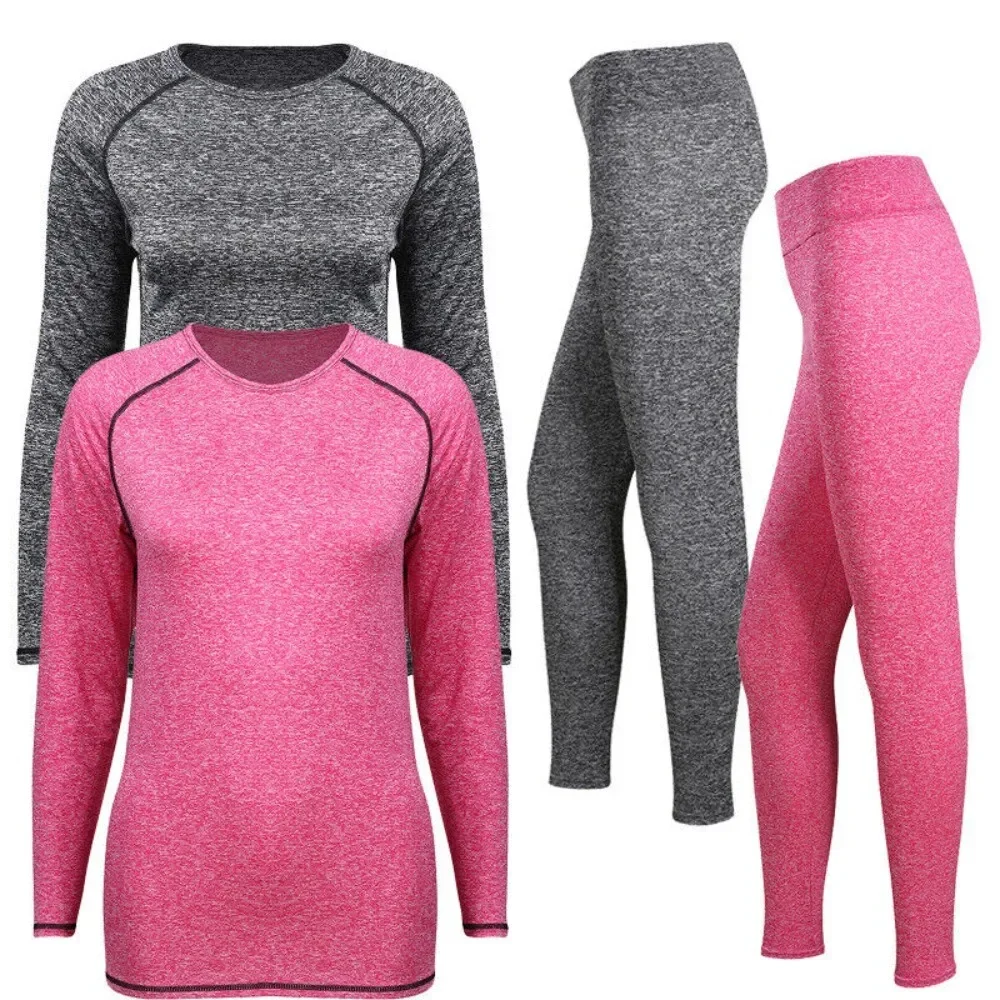 

Женское нижнее белье на подкладке, рубашка с длинными рукавами и леггинсы, комплекты верхнего и нижнего базового слоя, спортивная одежда для фитнеса, йоги, базовый костюм