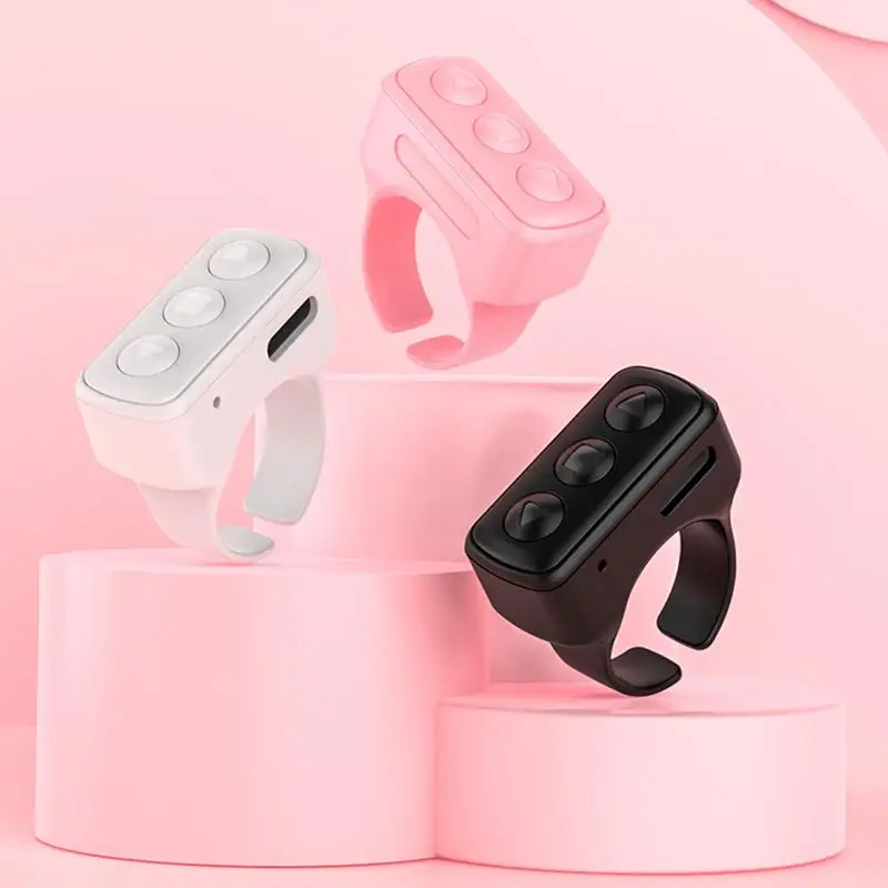 Wireless BT Ring Remote Control Phone Fingertip Selfie Video Controller Automatic Page Turner Browsing