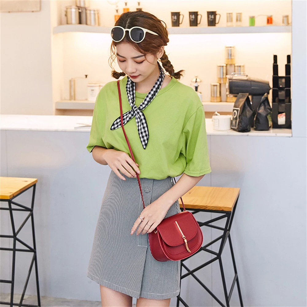 New Golden Tassel Double Layer Semi Circle Solid Color Shoulder Saddle Bag Fashion Casual Women Small Square Bag Crossbody Mini