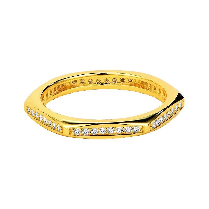 

YUESHANG Lefei Fashion Luxury Trendy Classic Moissanite Design Golden Hexagon Ring For Charm Women 925 Silver Party Jewelry Gift