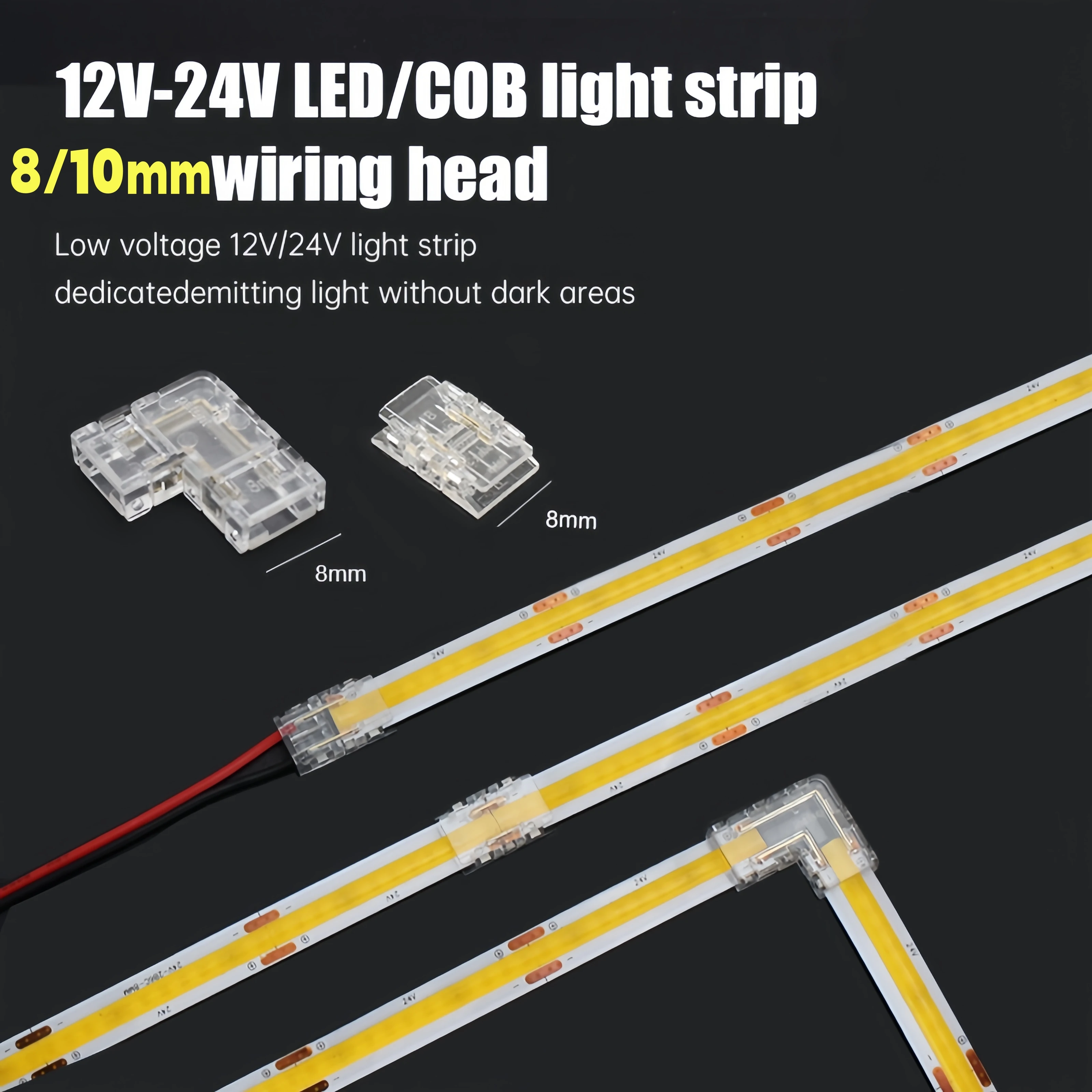 10/20Pcs LED Light Strip Connector, Easy to Connect SMD/COB Light Strips, for 8mm 10mm 2/3/4 Pin Ensuring No Dark Areas
