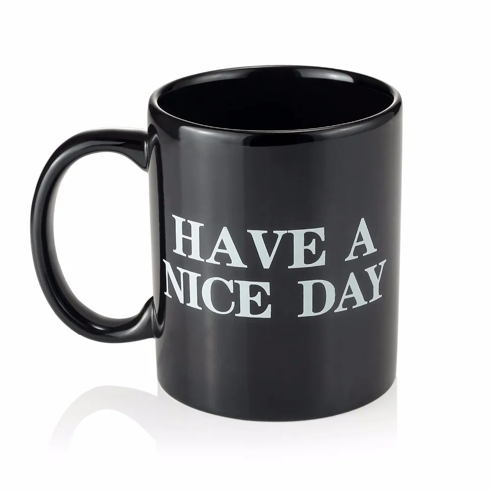 Have a nice day mug middle finger cup, coffee cup breakfast cup, simple milk cup
