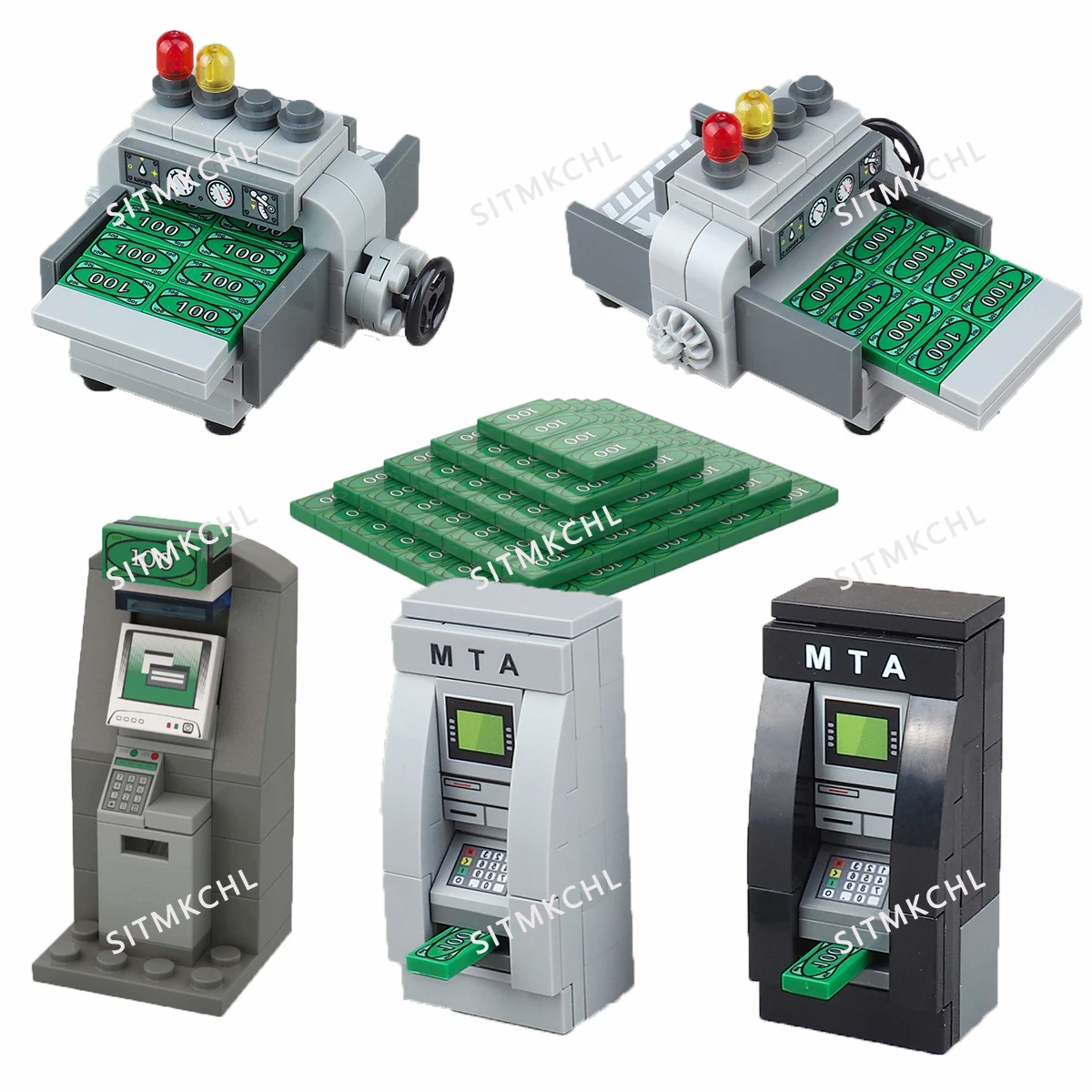 

ATM Bank Money Safe Cash Register Building Blocks Set Educational City Brick Toy for Kids