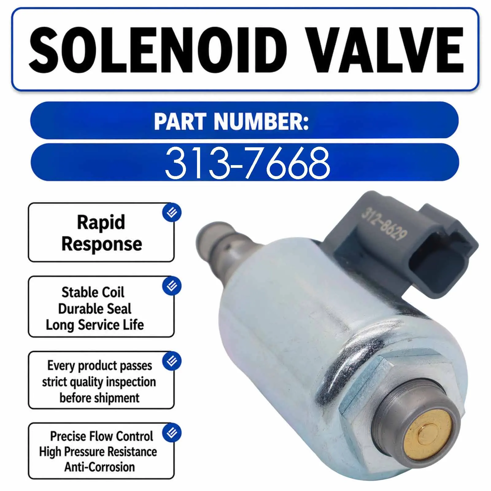 313-7668 24V Solenoid Valve For Caterpillar CAT 3508B Generator Sets