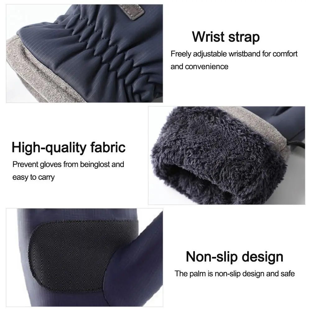 New Fashion Outdoor Sport Fleece Thick Plush Men Gloves Full Finger Mittens Furry Warm Mitts
