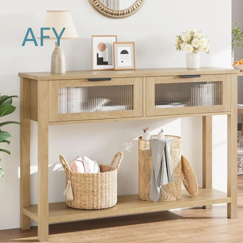 Cross-border Glass Door for Entrance Table Platform Pastoral Long Strip Wall-Mounted Strip Case Modern Entryway Decorative