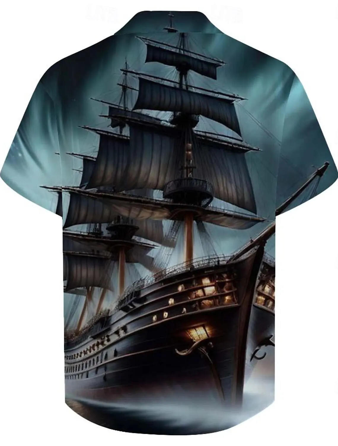 Zeilboot Vintage Casual Heren Shirt Knoop Up Shirt Feest Avond Dagelijkse Vakantie Zomer Turndown Korte Mouw Polyester Shirt