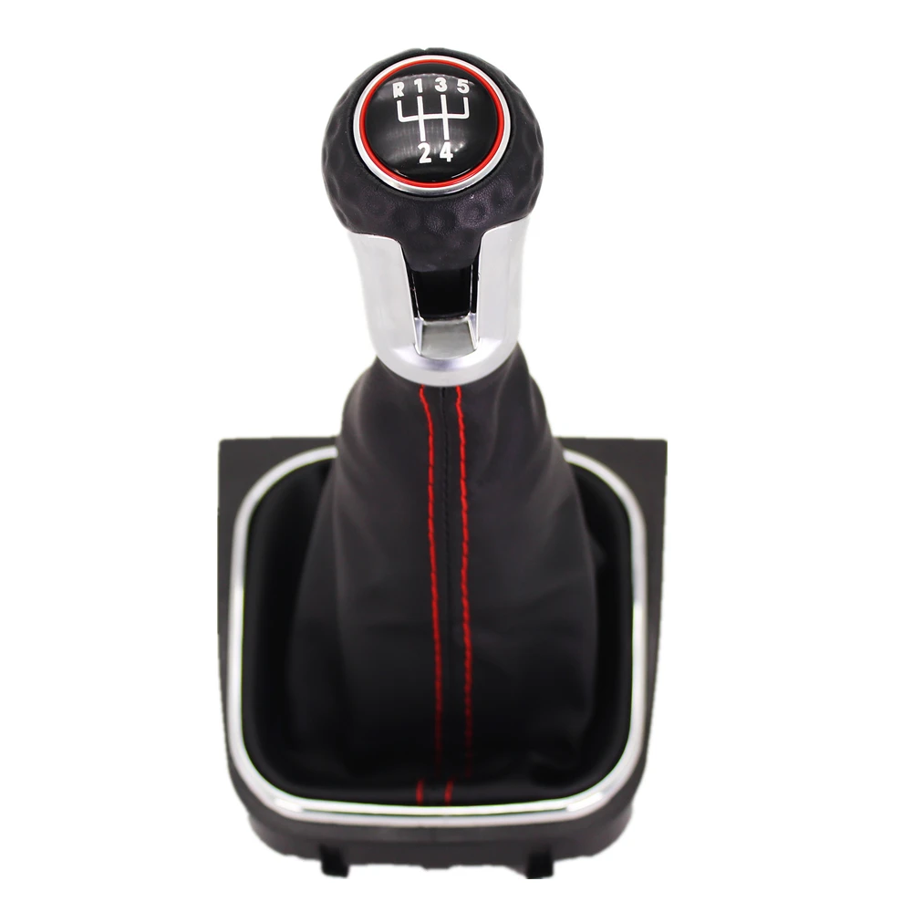 5 / 6 Speed Car Stick Gear Shift Knob With Leather Boot For VW Golf 6 A6 VI MK6 GTI GTD R20 2009 2010 2011 2012 2013 Car-Stying