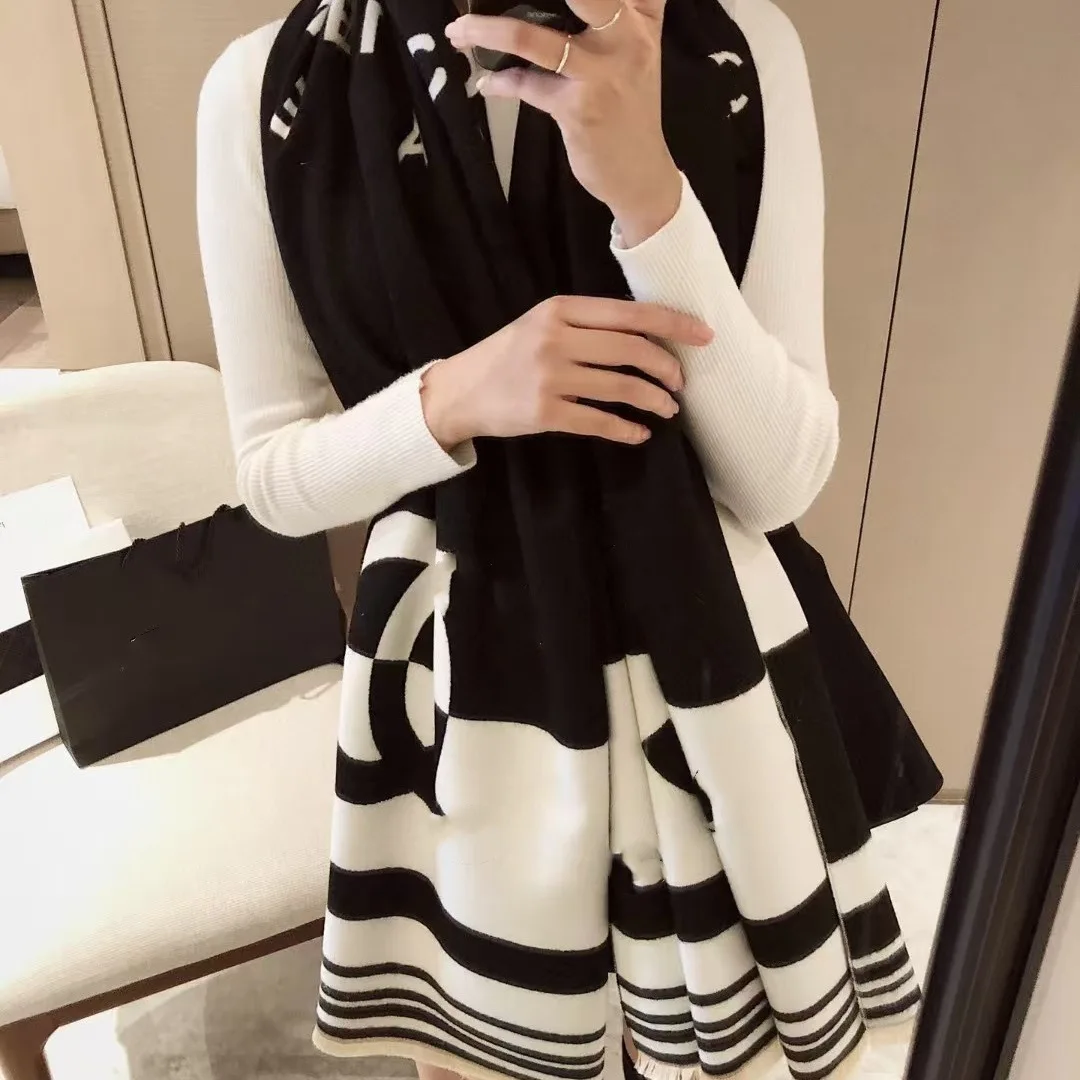 

Модный двусторонний длинный шерстяной кашемировый шарф для женщин, зимняя теплая универсальная шаль, универсальная длинная теплая шея, элегантная драпированная шаль