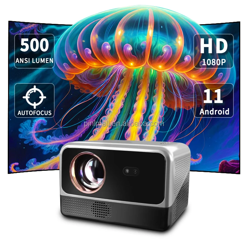 

1080P 500ANSI Lumen New Arrival OEM Portable Mini Android Smart Projector Home Cinema Pocket Projector Datashow Projector