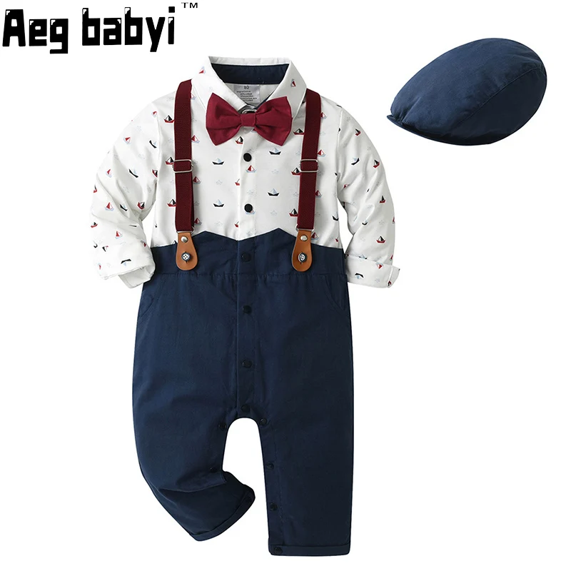 

Newborn Clothing Gentleman Handsome Formal Suit Suit Cotton Comfortable Soft Spring And Autumn Long Sleeved Baby Jumpsuit 0-18M