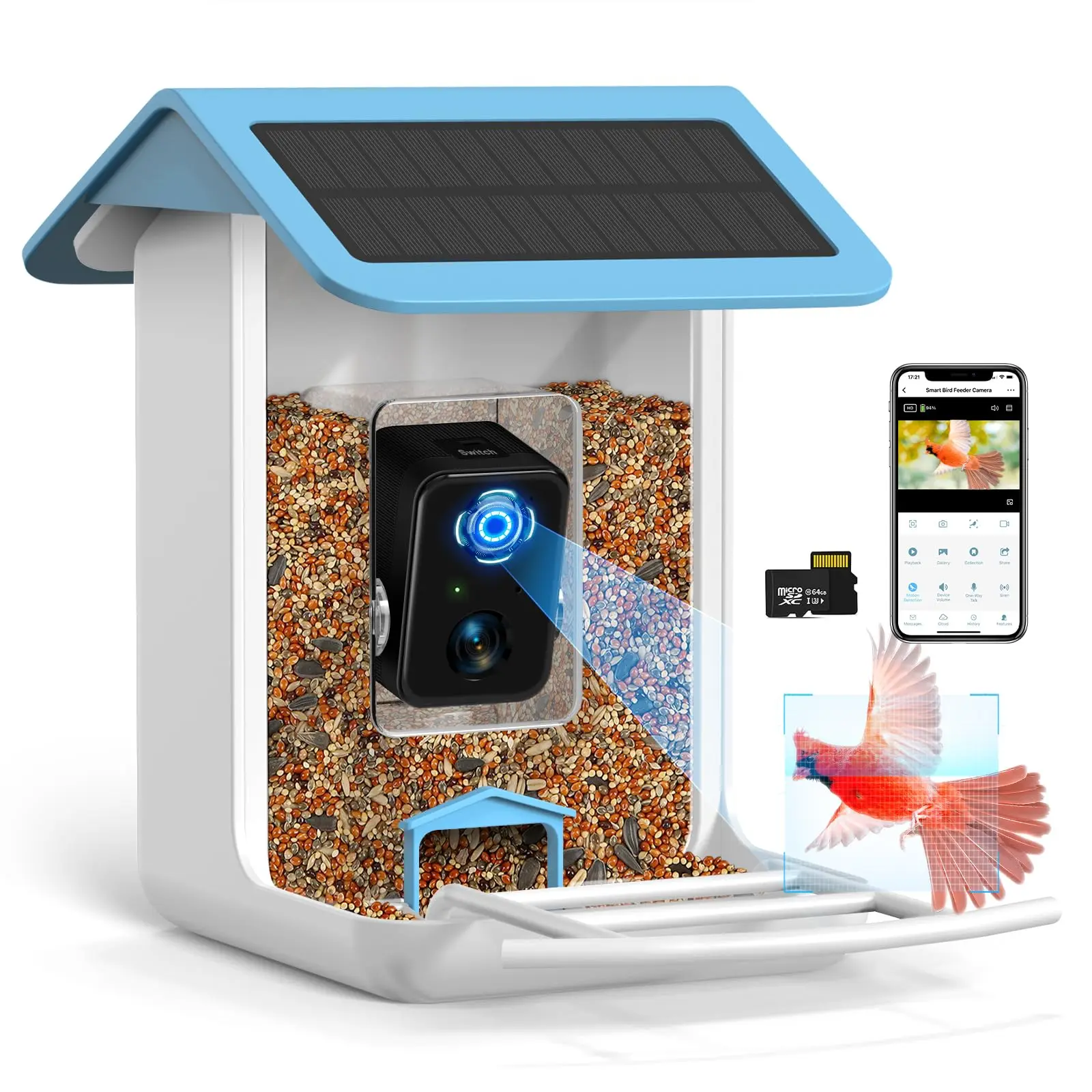 

Hot-selling intelligent AI Recognized Bird Species built in camera solar panel Smart Bird Feeder for Garden with 2023 WiFi APP