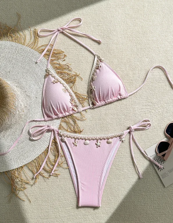 

2026 New Sexy Solid-Color Bow Bikini: Ideal Women's Swimwear for European & American Beach Vacations
