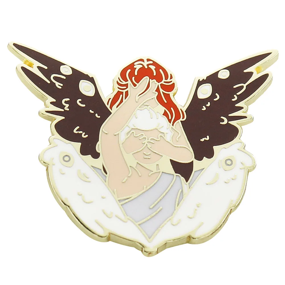 Good Omens Enamel Pin Angel Aziraphale And Demon Crowley Enamel Pin Kawaii Jewelry