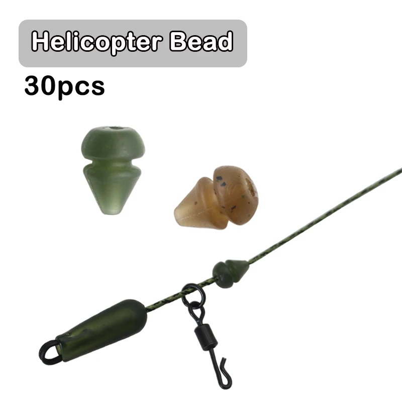 

30pcs Carp Fishing Accessories Helicopter Bead Quick Change Bead Hair Rigs Chod Ronnie Rigs For Carp Fishing Terminal Tackle