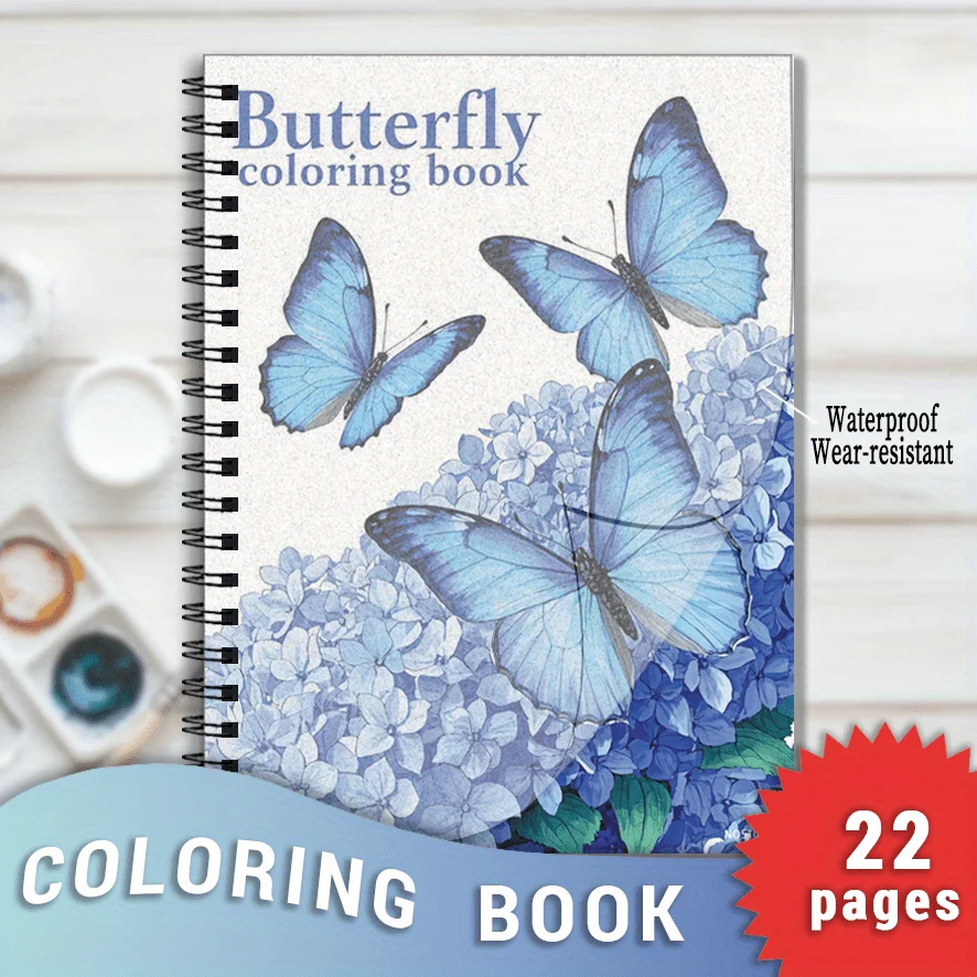 

Flowers And Butterflies Unzip Coloring Book 8.3x11.2 Inch Art Therapy Stress Relief Coloring Book with 22 Illustrations