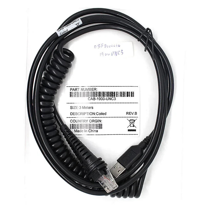 New 1900g Scanner New 3M Coiled Usb Cable For Honeywell 1200g 1202g 1250g 1300g 1450g 1900h 1902 Barcode Scanners Reader