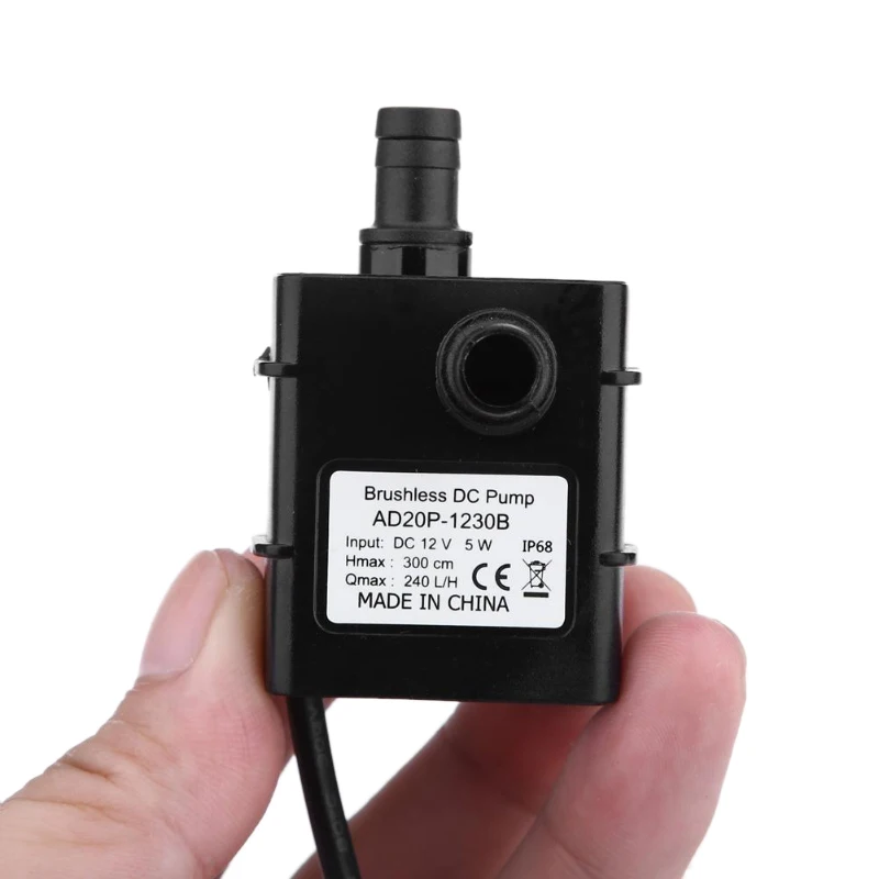 New Waterproof Mini Water Pump Power 12V 5W 240L/H Brushless Pump Membrane Automatic Submersible Fountain Aquarium Pump