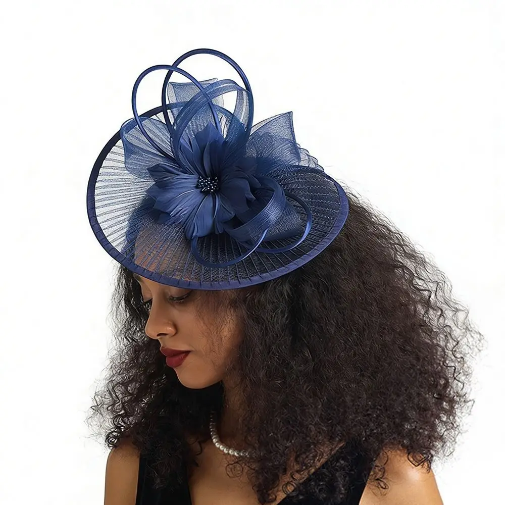 Hairpiece Mesh Flower Headband Elegant Vintage Floral Fascinator Headband Flower Fascinator Sinamay Fascinator Hair Accessories view 5