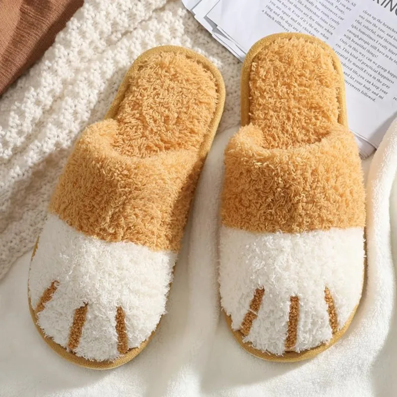 Litfun Winter Fuzzy Slippers Women Cute Animal Slippers House Warm Fur Slippers Couples Bedroom Non-Slip Indoor Fluffy Slippers