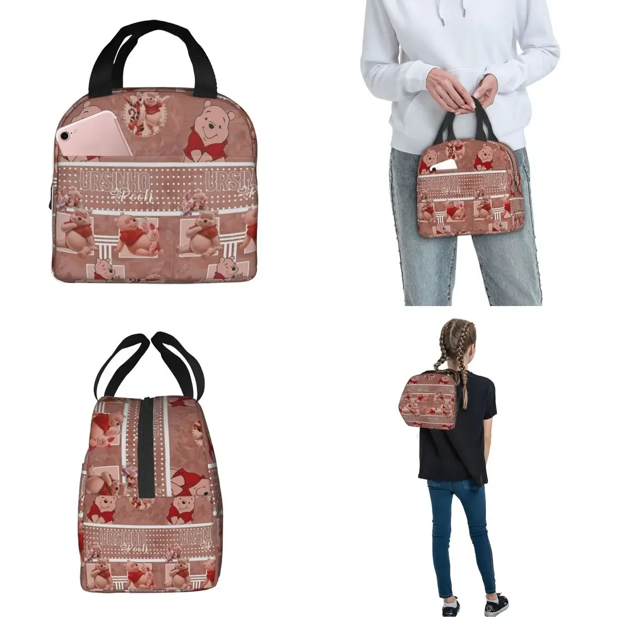 Winnie The Pooh borse per il pranzo isolate borsa termica contenitore per pasti Tote a tenuta stagna Lunch Box per uomo donna lavoro Picnic