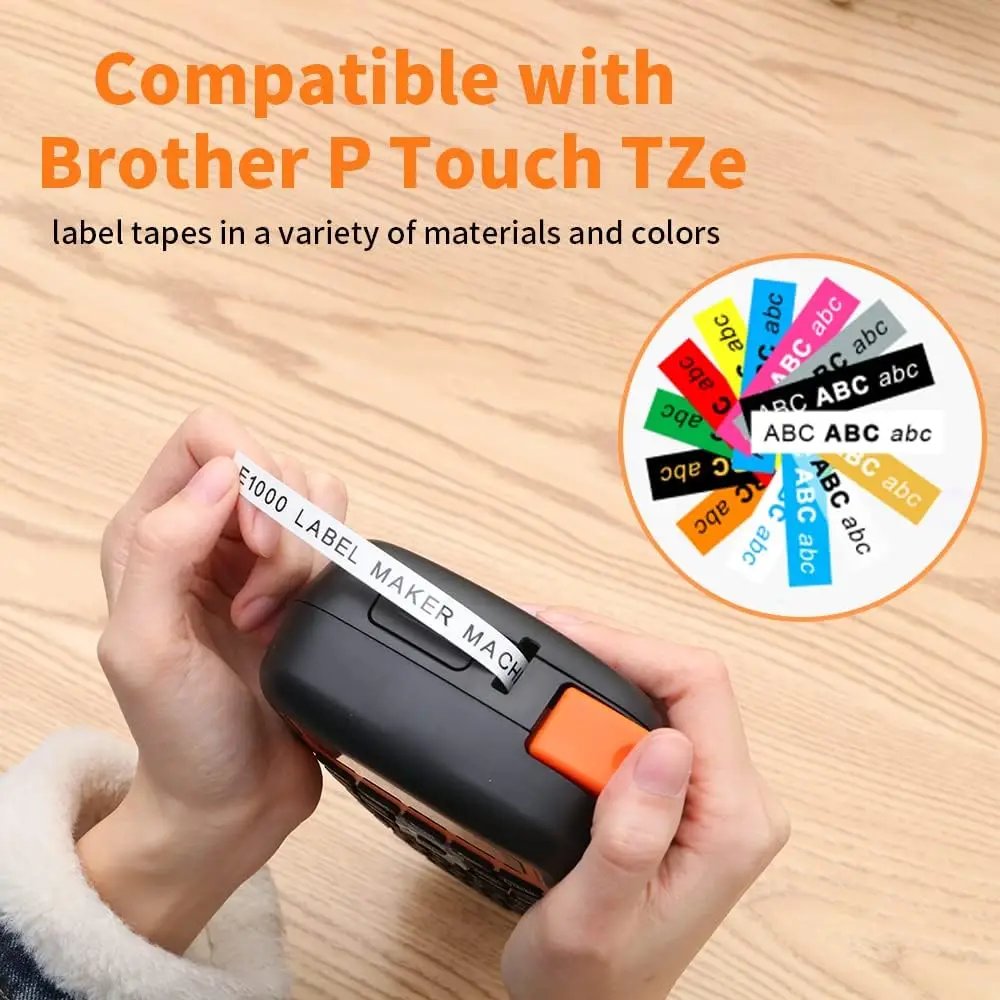 E1000 Pro Portable Label Printer Handheld Industrial Label Maker Compatible for Brother 12mm Tze-231 Label Tape Heat shrink tube