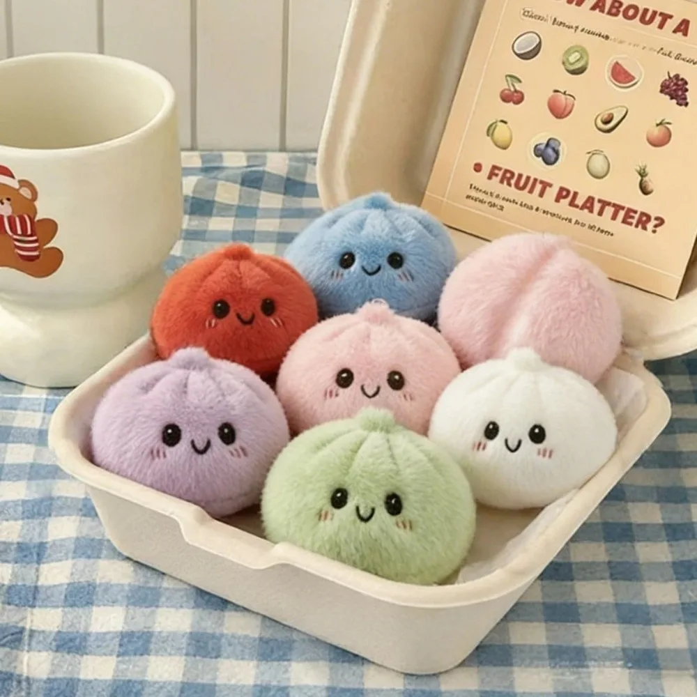 Plush Dumpling Squishy Keychain Soft Fluff Stuffed Buns Keyrings Fun Squishy Butter Stick Stress Relieve Pendent Relaxing Gifts