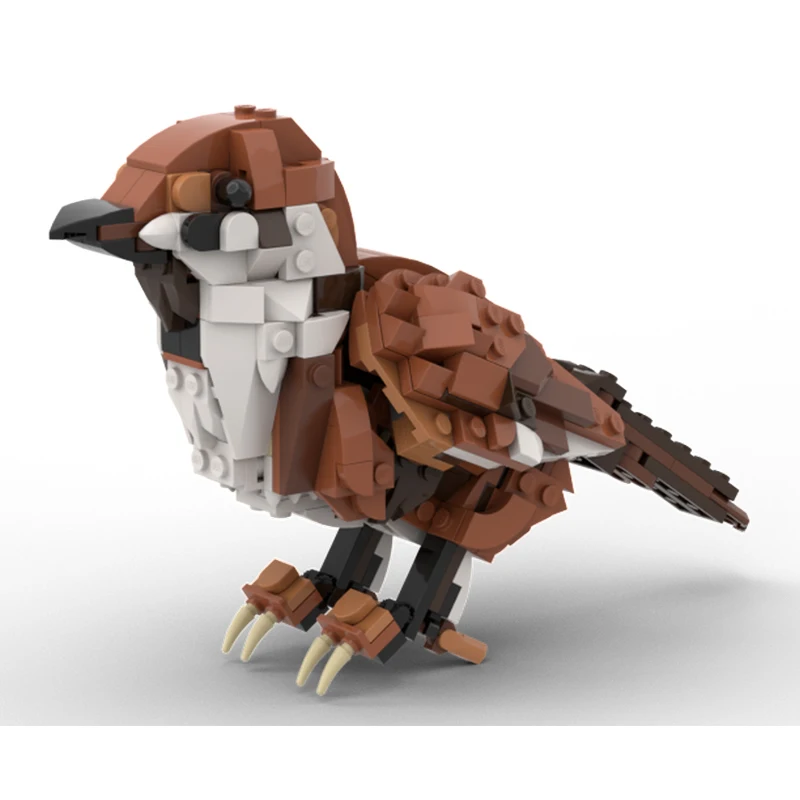 

454 шт. MOC Воробей модульное Евразийское дерево Воробей с подставкой для дисплея DIY Сборка строительных блоков набор для детей подарок на день рождения