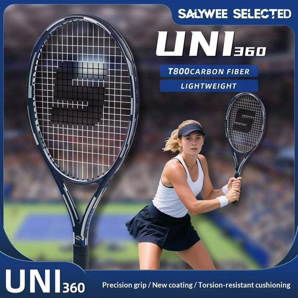T800 Full Carbon Fiber One-piece Tennis Racket, Professional Competition Grade Tennis Racquet for Intermediate & Advanced Player
