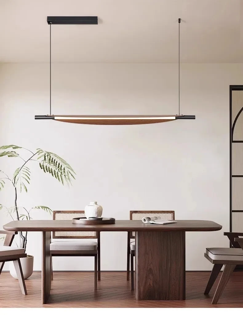 

Modern creative iron art pendant light, LED walnut grain Japanese decoration light, for living room, office, dining room YX159UK