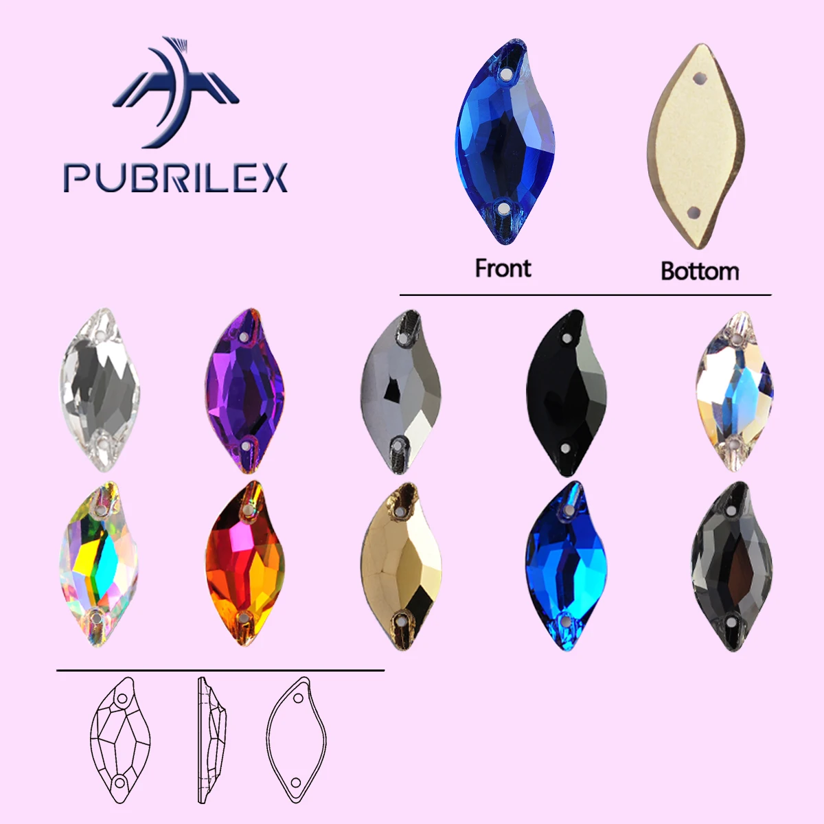 PUBRILEX K9 bordes de hojas de vidrio, diamantes de imitación cosidos con purpurina de cristal y chafantes para ropa DIY, vestidos, sombreros, decoración