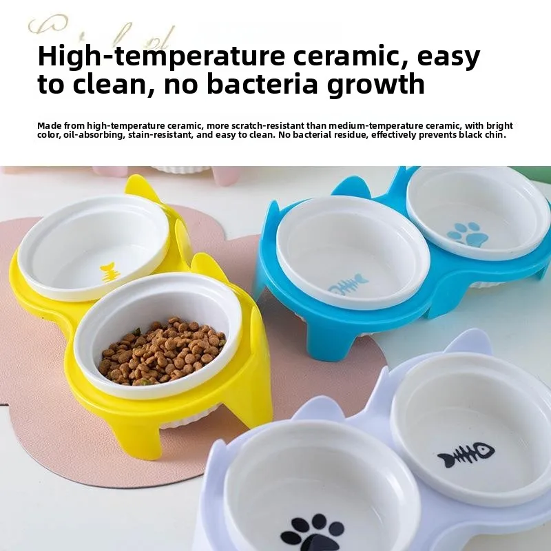 

Миска Bla Cerc для домашних животных с наклонным краем, защищающая шейный отдел позвоночника, с защитой от опрокидывания, двойная миска для корма и воды