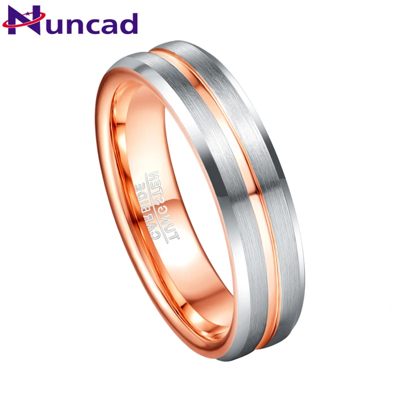 Nuncad-メンズリング,6mm,フロスト,ローズゴールド,シルバーカラー,炭化タングステン,エンゲージリングaaa品質