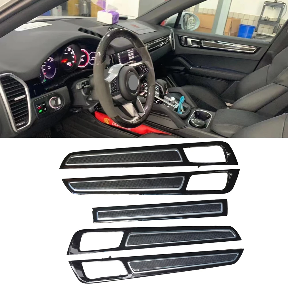 

LHD Real Carbon Fiber Replacement Car Interior Kits Door Panel Trims Dash Cover for Porsche Cayenne 2018up