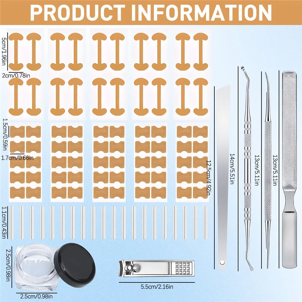 مجموعة مصحح أظافر القدم الغارزة مع شرائط تصحيح، مجموعة أدوات باديكير احترافية لأظافر القدم الغارزة، تصحيح أظافر القدم #3