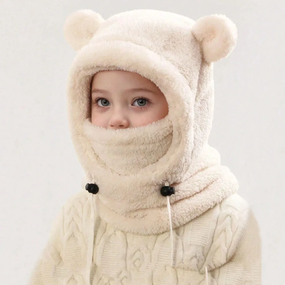 

2-8Y Boy And Girl Scarf Integrated Face Ion Mask Mask Hat Autumn And Winter Warm Hats - Cute Ears To Prevent Cold
