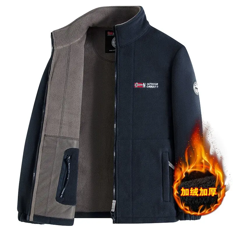2024 Autumn and Winter New Fashion Trend Plus Fleece Thickened Warm Jacket Men\'s Casual Loose Comfortable Sports Large size Coat