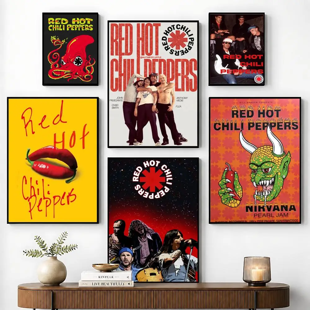 Band R-Red H-Hot C-Chili P-Peppers Poster Perfect Sticker Self Adhesive for Office Home Theater Wall Art Decor Fancy Gift