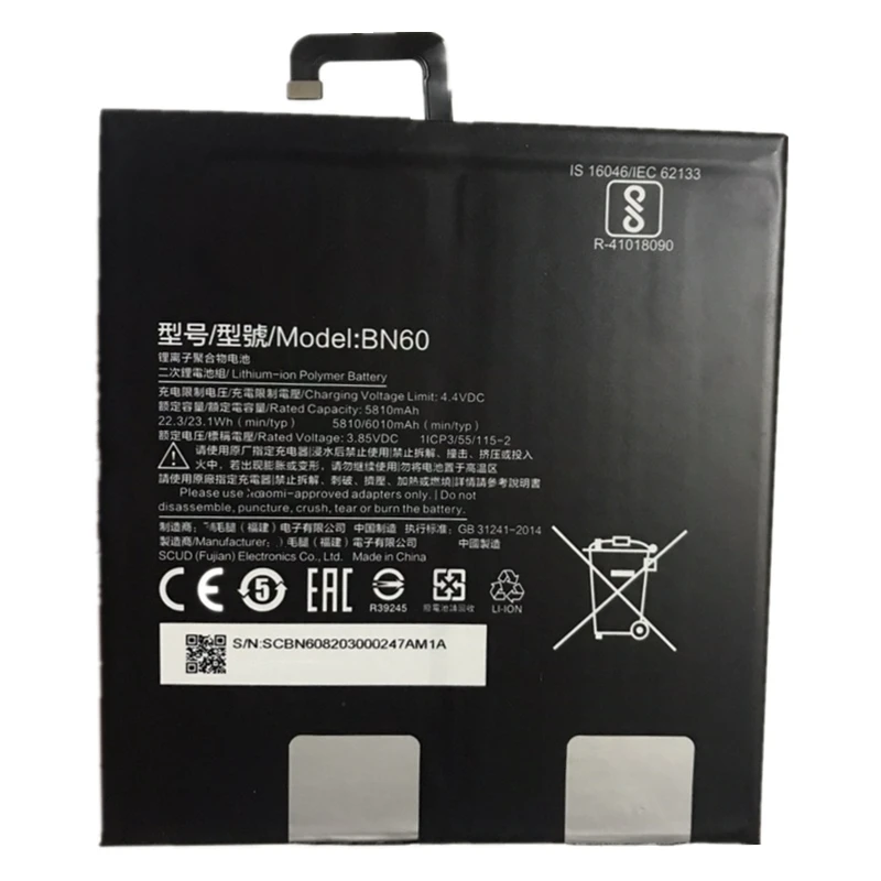 New BN60 BN80 Replacement Battery 4.4VCD 22.3Wh 32.4Wh For Xiaomi Mi Pad4P Pad 4 Plus M1806D9E Tablet PC